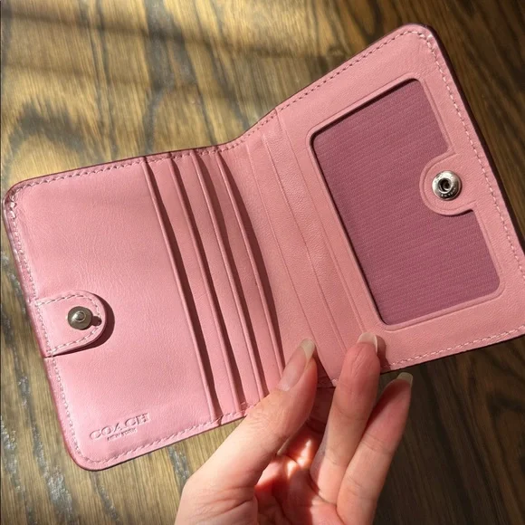 Coach Pink Wallet with Red Heart Accents - Picture 2 of 6